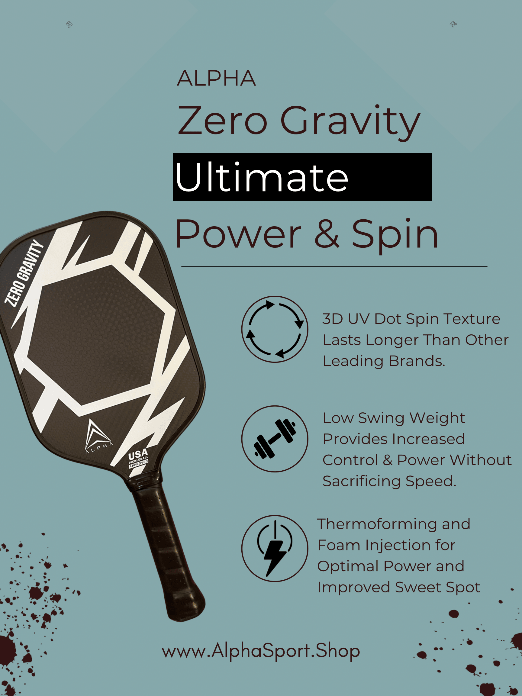 Alpha Zero Gravity Pickleball Paddle (Designed in Canada) 2023