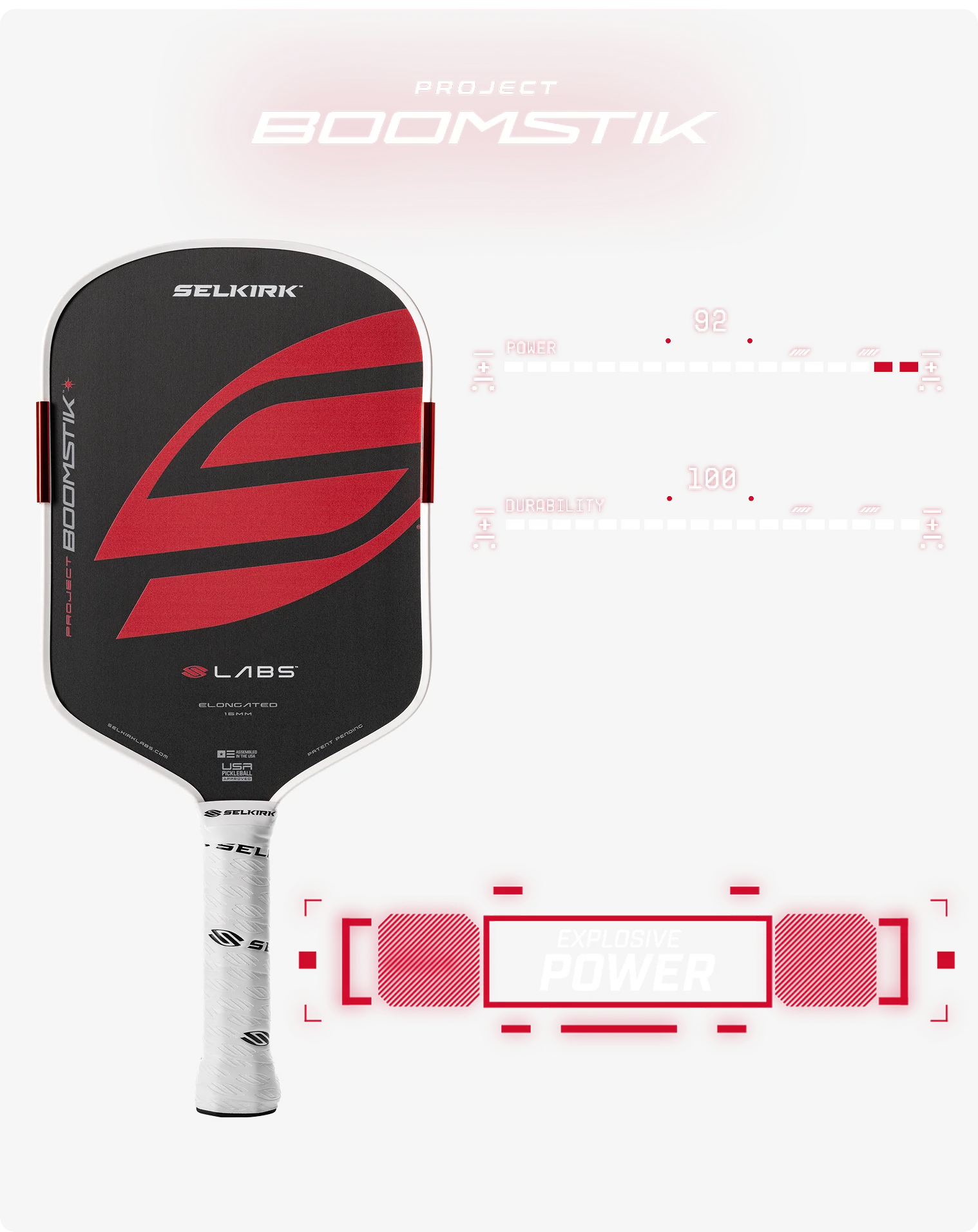 Selkirk LABS Project Boomstik Elongated Pickleball Paddle